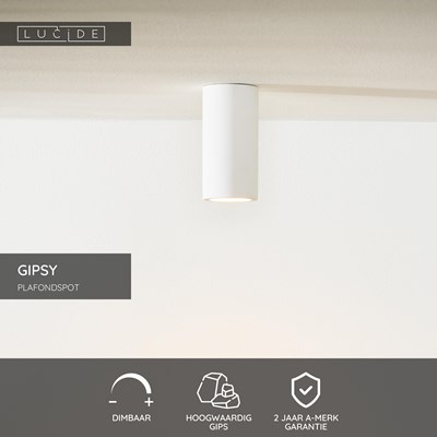 Lucide GIPSY - Plafondspot - Ø 7 cm - 1xGU10 - Wit